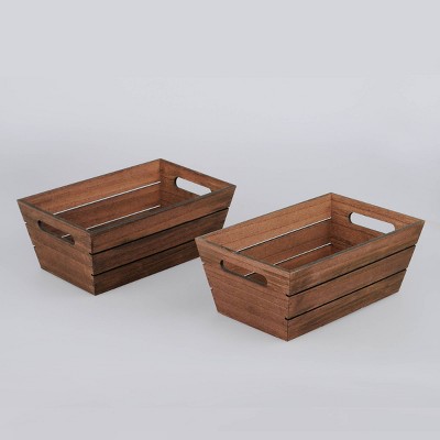 2ct Wood Crate Brown - Bullseye's Playground™