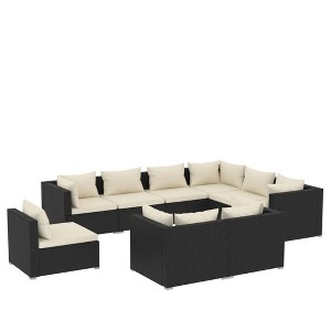 vidaXL Garden Lounge Set Black, Cream - 1 of 4