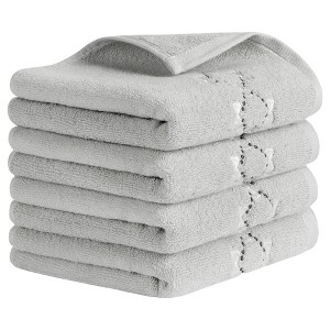REGALWOVEN Bathroom Embroidered Bow Pattern Cotton Soft Absorbent Hand Towel 13 x 29 Inch - 1 of 4