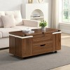 39'' MDF Wood Lift‑Top Coffee Table with Hidden Storage for Living Room,Multi-Functional Coffee Table with 4 Stools for Small Space-Coolbibila - 3 of 4