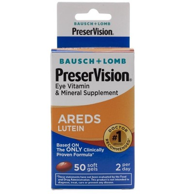 Bausch & Lomb Preservision with Lutein Eye Vitamin,SoftGels, 50 Count