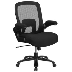 Emma and Oliver 500 lb. Big & Tall Black Mesh/Fabric Ergonomic Office Chair - Adjustable Lumbar - 1 of 4