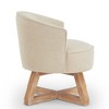 Lyngins Swivel Accent Chairs with Cross-shaped Wood Base,Upholstered Round Swivel Reading Chairs,Linen Sofa Chairs for Bedroom,Living Room - 4 of 4