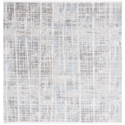 Mila MIL230 Power Loomed Indoor Area Rug - Grey/Light Blue - 6'7"x6'7"- Safavieh