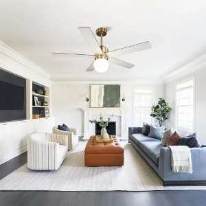 Parrot Uncle 52" Gold Modern Glass LED Ceiling Fan with Remote and Light - 1 of 4