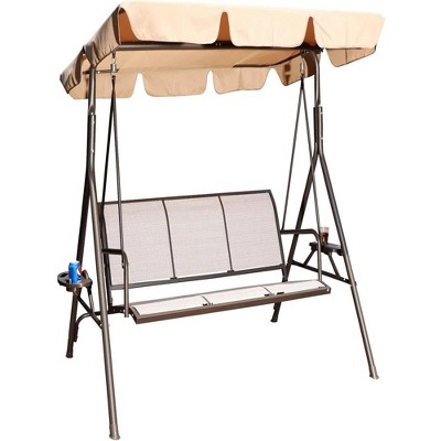 67.72"3 Person Patio Swing Seat with Adjustable Canopy for Patio, Garden, Poolside, Balcony