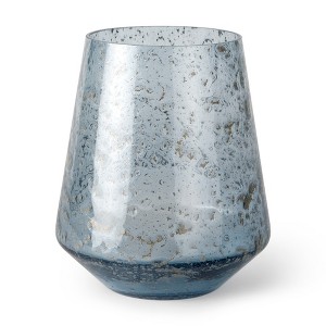 HomeRoots 9" Blue Round Seeded Glass Table Vase - 1 of 4