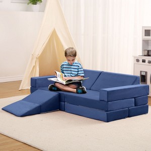 Nasitip 12PACK Toddler Climbing Toys Indoor, Modular Kids Play Couch with Square Ball Pit & Climbing Slope, Cushion Play Set,Blue - 1 of 4