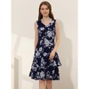 Allegra K Women's Chiffon V Neck Contrast Panel Work Jacket Dress Suit Set 2 Pcs - 2 of 4