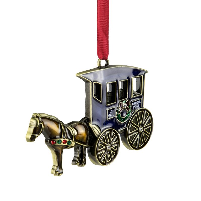 Northlight 3.25" U.S. Mail Parcel Horse and Buggy Christmas Ornament with European Crystals, 4 of 5