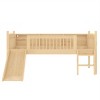 TopComfy Beds Twin Loft Bed with Storage Shelves Solid Wood Lower Loft Bed with Full length Guardrails for Bedroom, Beige, 77.76"*74.41"*37" - 4 of 4