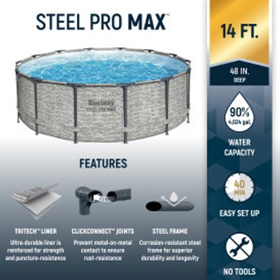 Bestway Steel Pro MAX 14 Foot Round Above Ground Pool Set with Filter Pump and Ladder