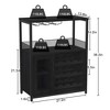 Corner Wine Rack, 3-Tier Freestanding Bar Cabinet for Kitchen, Living Room - 69x35x92cm with Glass Holder & Mesh Door - 2 of 4