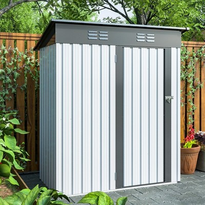 Vertical Storage Shed With Vents Openings Lockable Doors (5 x 3 Ft) Outdoor Storage Cabinet For Patio Lawn Backyard Trash Cans