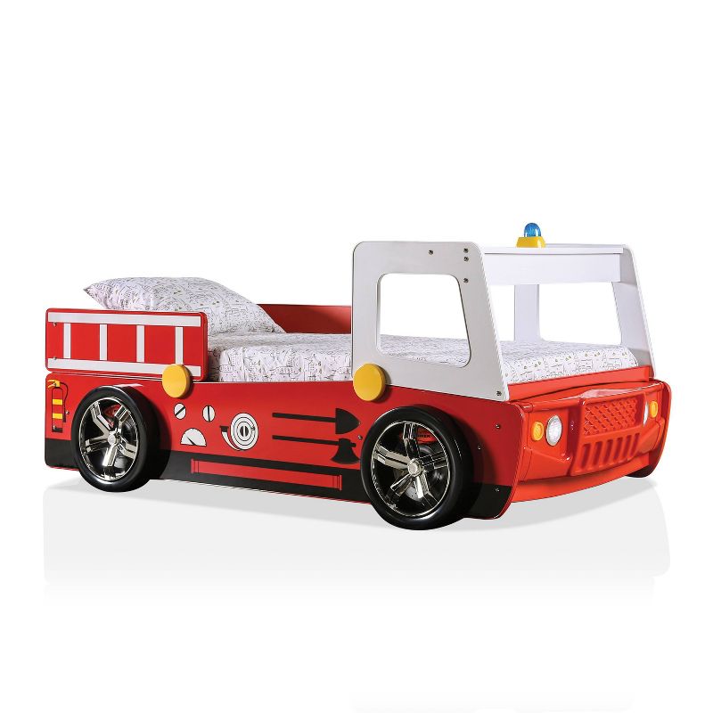 Twin Kamphora Fire Truck Engine Youth Kids&#39; Bed - Red - miBasics, 1 of 10