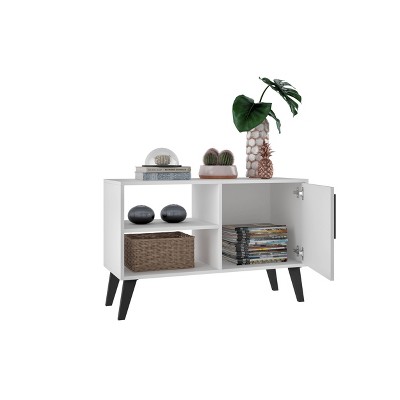 Amsterdam White Mid-Century Modern TV Stand with Cabinet
