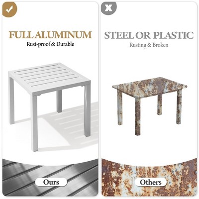 White Aluminum Weather-Resistant Square Outdoor Side Table