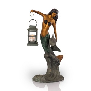 SPI Home Mermaid Lantern – 20.5” Tall Metal Coastal Candleholder, Freestanding Nautical Accent for Patio, Garden, or Entryway - 1 of 3