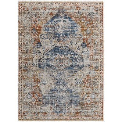Kaia Transitional Medallion Ivory/Orange/Blue Area Rug