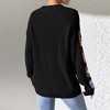 Women's Sweater V-Neck Sweater Colorful Crochet Flower Long Sleeve Pullover - 3 of 3
