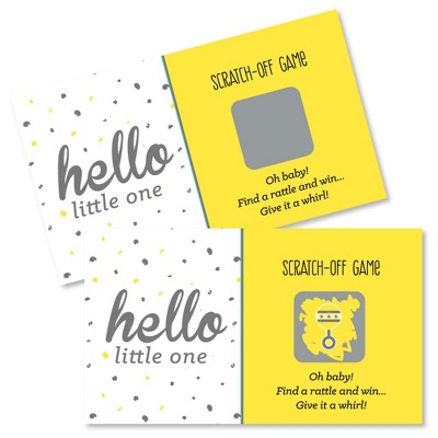 Big Dot of Happiness Hello Little One - Yellow and Gray - Neutral Baby Shower Game Scratch Off Cards - 22 Count