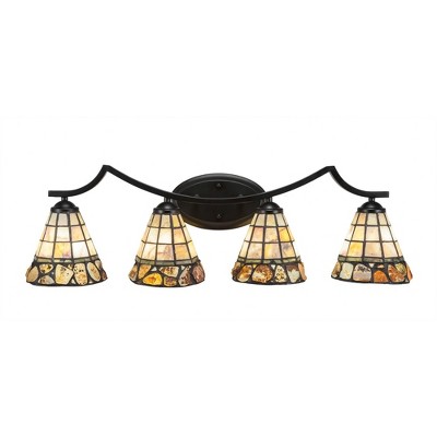 Toltec Lighting Zilo 4 - Light Vanity in  Matte Black with 7" Cobblestone Art Glass Shade