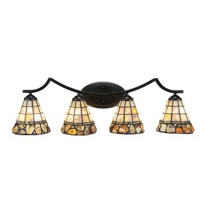 Toltec Lighting Zilo 4 - Light Vanity in  Matte Black with 7" Cobblestone Art Glass Shade - 1 of 1