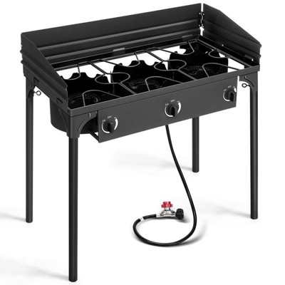 Winado 3 Burner High Pressure Propane Outdoor Stove with Windscreen
