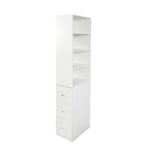 CLIHOME 70.87" H Display Storage Cabinet With 4-Tier Shelf, 3 Side Drawers, Modern Wooden Tall Bookshelf Bookcase - 1 of 4