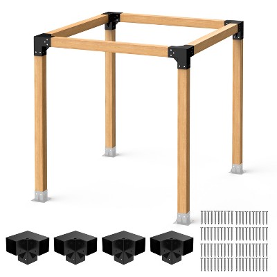 6x6 Pergola Brackets Kit, Woodwork Right Angle Corner DIY Brackets 6" x 6" (Actual:5.5"x5.5"), Powder-Coated Pergola Hardware, for Pergola Gazebo