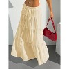 Women's Boho Maxi Skirt - Flowy Flared Ruffle Design for Summer & Going Out Outfits Beige - 3 of 4
