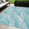 Teal Blue Aqua And Ivory Abstract Washable Indoor Outdoor Area Rug - 2 of 4