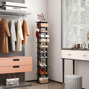 Tree City - 62'' Tall 10-Tier Slim Shoe Rack with Side Hooks for Entryway, Bedroom & Closet ¨C Holds 10¨C20 Pairs - 1 of 4