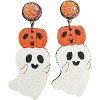 Cartoon Ghost Print Earrings - Wooden & Resin Halloween Dangle Earrings with Pumpkin Charm for Women - 2 of 4