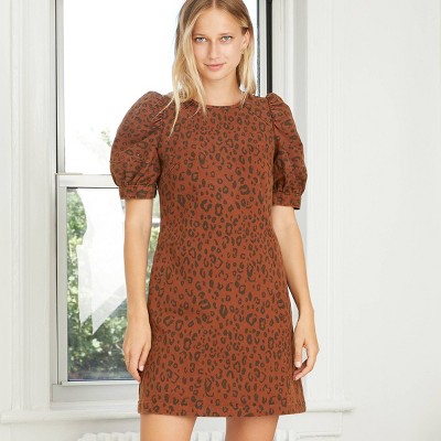 leopard denim dress