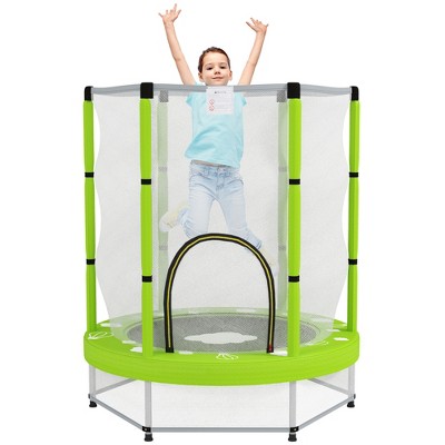 Qaba 4.6FT Trampoline for Kids w/ Safety Enclosure Net, for Indoor Outdoor, Gifts for Boy and Girl Age 3-6 Years, Cloud Pattern