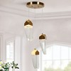 LNC Adonisior 3-Lights 11.4"  Luxury and Glam Cluster Glass Integrated LED Chandelier, Gold - 2 of 4