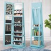 Tangkula 360° Rotating Mirrored Jewelry Cabinet Armoire 3 Color LED Modes Lockable - 3 of 4