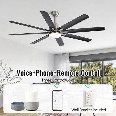Sofucor Large Smart APP 8 Arms Fan 66'' Ceiling Fan with LED Light Kit & Remote Control LED Light Chandelier Industrial Ceiling Fan Quiet DC Motor
