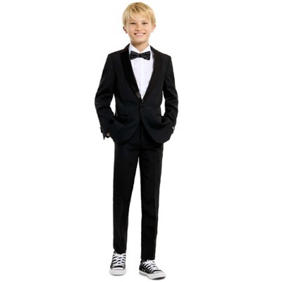 OppoSuits Opposuits Solid Color Party Suits for Men – Black Knight – Full Suit: Includes Pants, Jacket and Tie Men's Suit (1-Pack), Black Kngiht