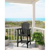 High Adirondack Barstool, Weather Resistant HDPE Patio Stool with Back and Arms, Black - 3 of 4