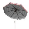 Maui Single Scallop Striped 9Ft Crank Push Button Tilt Umbrella - PAT8011 - Safavieh - 4 of 4