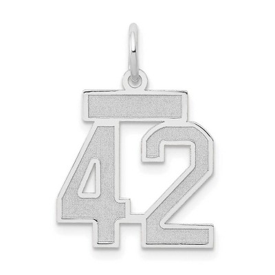 Black Bow Jewelry 14k White Gold, Jersey Collection, Small Number 42 Pendant