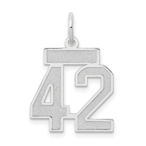 Black Bow Jewelry 14k White Gold, Jersey Collection, Small Number 42 Pendant - 1 of 4