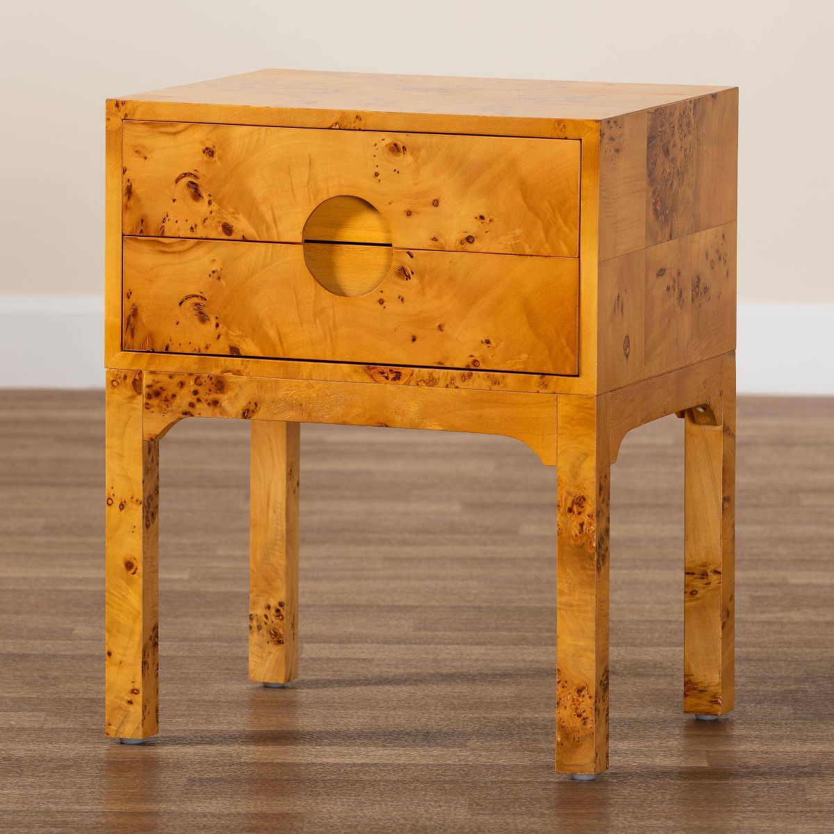 bali & pari Kayla Wood 2 Drawer Nightstand Light Mappa Burl - thumbnail 9