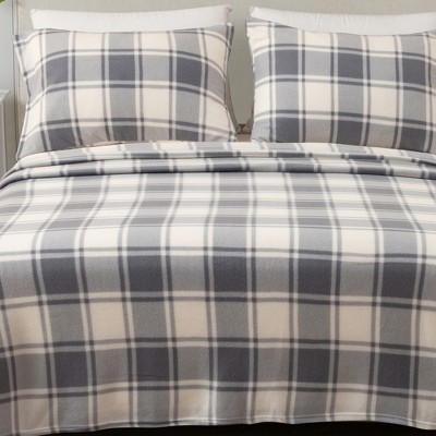 Soft Polar Fleece Plaid Sheet Set - Great Bay Home