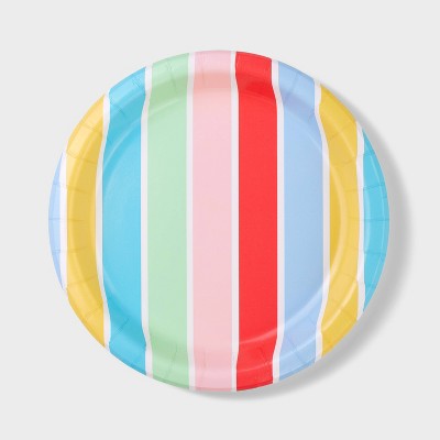 20ct 8.5&#34; Disposable Striped Ice Cream Dinner Plates - Spritz&#8482;