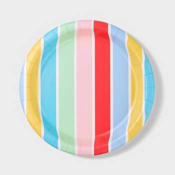 20ct 8.5" Disposable Striped Dinner Plates - Spritz™