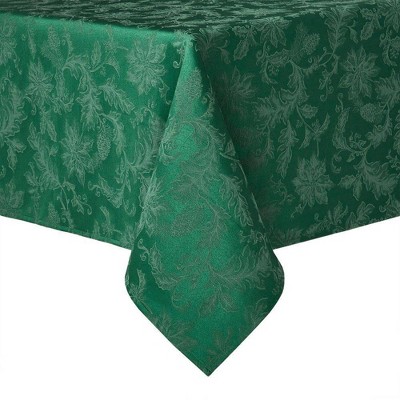 84" x 60" Cotton Holiday Damask Tablecloth Green - Town & County Living