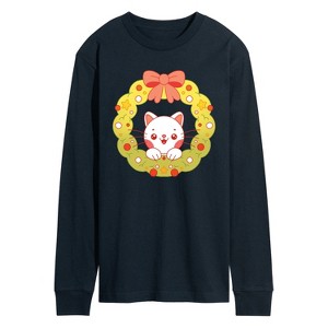 Men's - Instant Message - Chibi Cat Wreath Long Sleeve Graphic T-Shirt - 1 of 4